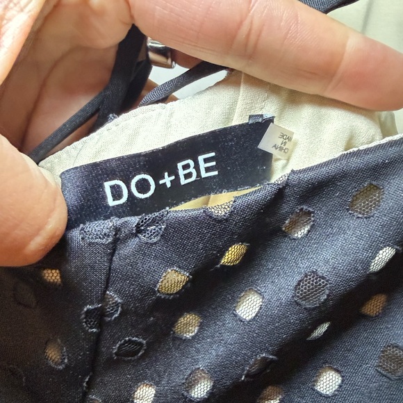 DO+BE Black Polka Dot Mesh Dress | Fitted, Open Back Flounce Hem | Size Large - Picture 3 of 5